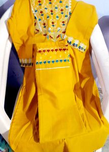 Yellow Embroidered Kurta with pant
