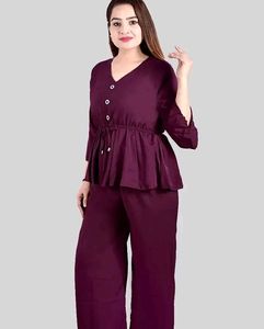 New Crep Solid Co ord Set