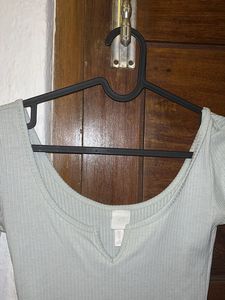 Deep Neck Mint Green Bodycon Top