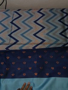 Blue Chevron Sari