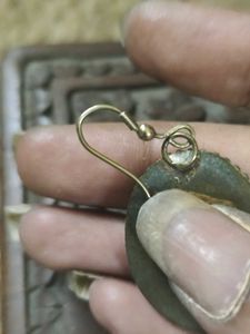 Vintage Pure Brass Natural Stone Earrings