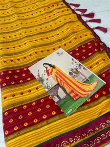 Yellow & Red Print Saree