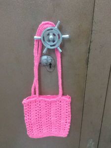 Pink crochet Handbag With Zip