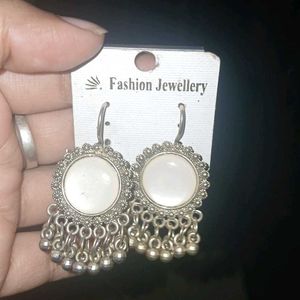 Boho Silver Jhumka Earrings