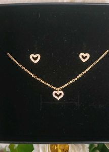 Dainty Heart Necklace &amp; Earring Set