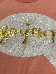 Peach 'Bonjour' Sequin Sweatshirt