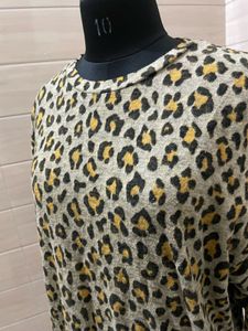 Marks &amp; Spencer Woolen Leopard Print T-Shirt Dress