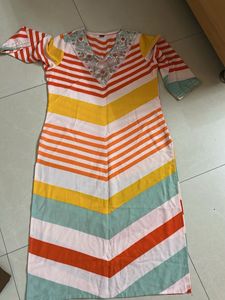 Striped Embroidered Kurta