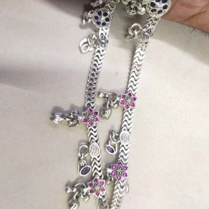 Slightly Used Pure Silver CZ Anklets For Women