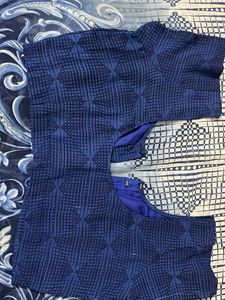 navy blue saree with blouse