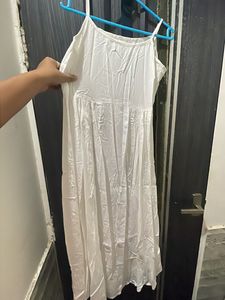 All White Palazzo And Anarkali Kurti Set With Organza Dupatta