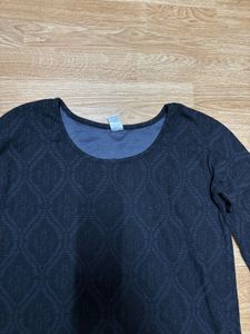 Women Top - Black With Self Design