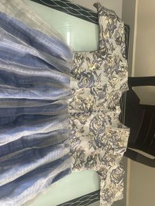 Blue Organza Ethnic Gown