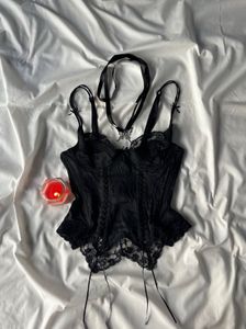 Vintage Black Baby Doll Corset Top