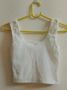 White Ribbed Tank Top