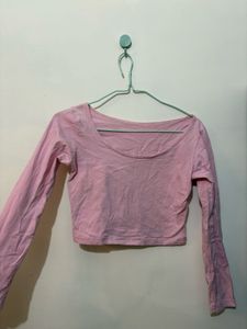 Pink Fitted Crop Top