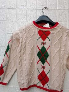 New With Tag Korean Patterned Knit Sweater
