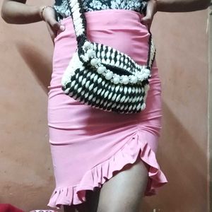 Handmade Slit Ruffle Ruched Short Skirt