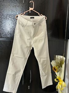 Beige Straight Jeans