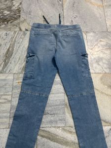 Blue Denim Cargo Pants