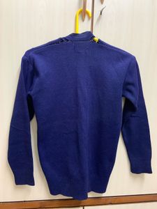 Navy Blue Button Down Sweater For Girls