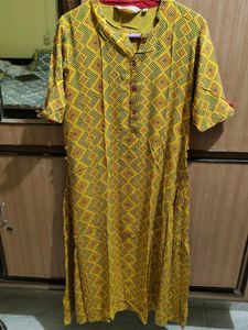 Yellow Printed Kurta