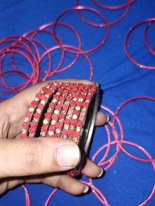 Beautiful Red Metal Bangles &amp; Kadha