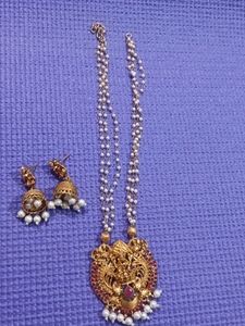Moti Haar With Laxmi Pendant And Jhumkas