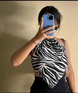 Zebra Print Halter Top