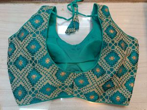 Embroidered Teal Blouse