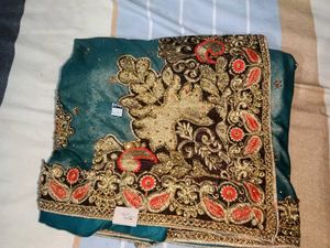 Elegant Green Embroidered Saree