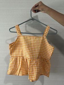 Yellow Gingham Bow Tank