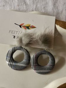 Feathered Plaid Earrings