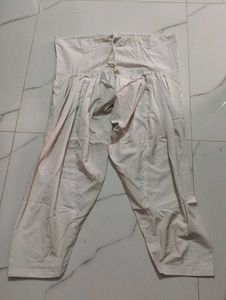 White Cotton Blend Ethnic Bottom