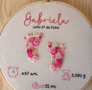 Personalized Baby Stats Embroidery Hoop