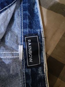 Graphic Print Denim Jeans acid washed