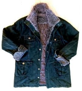 Dark olive green Fur denim jacket