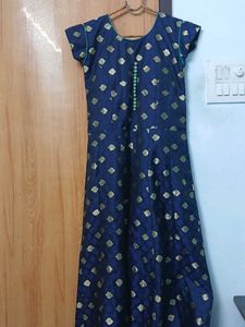 Navy &amp; Gold Anarkali Suit Set