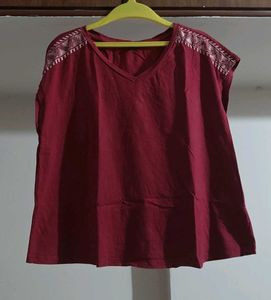 Red Embroidered Top