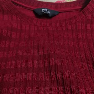 Cute Burgundy Ribbed Top