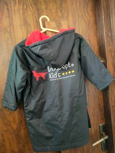 Stylish long Kids Black Hooded Jacket