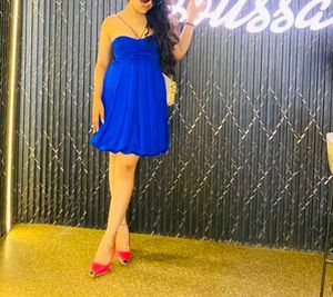 Short Blue Balloon Dress Frock Party New
