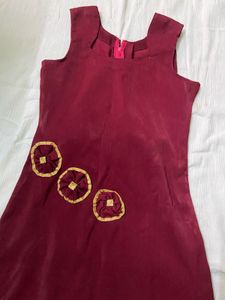 Maroon Stiched dress
