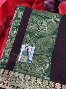Elegant Green Floral Saree Fabric