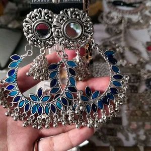 Stylish Blue Jhumka Earrings