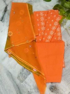 Radiant Rust Embroidered Unstitched Suit Set