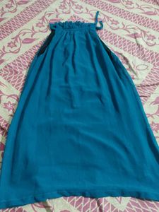 Blue Dress With Neck Side Tieup