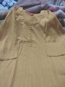 Mustard Kurti with Button Detail