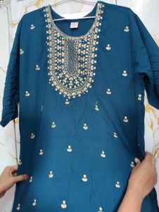 Teal Embroidered Kurta Set