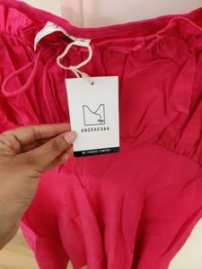 Fuchsia Pink Puffed Sleeve Dress
